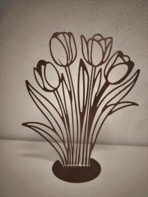Metall-Tulpen in Kupferoptik, filigrane Deko, 24,5 cm hoch, für Innenräume