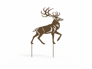 Majestätischer Hirsch Gartenstecker aus 3mm Cor-Ten-Stahl, Edelrost-Patina, naturgetreue Silhouette