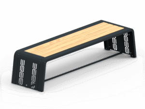Moderne Parkbank aus verzinktem Stahl und Lärchenholz, 2116 mm breit, ergonomisch gestaltet, für 3 Personen