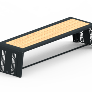Moderne Parkbank aus verzinktem Stahl und Lärchenholz, 2116 mm breit, ergonomisch gestaltet, für 3 Personen