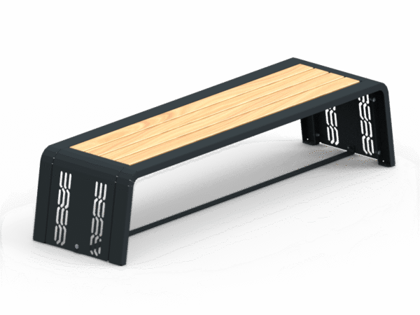 Moderne Parkbank aus verzinktem Stahl und Lärchenholz, 2116 mm breit, ergonomisch gestaltet, für 3 Personen