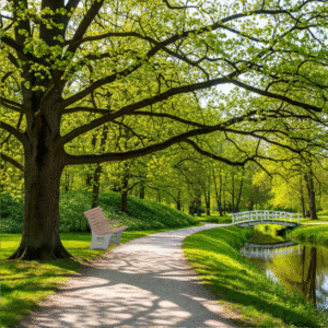 Sitzbank-Relax-3-Sitzer-Douglasie-verzinkter-Stahl-im-Park